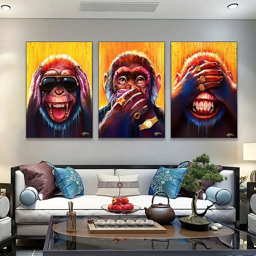 Trittico Pop Art "Urban Monkeys"